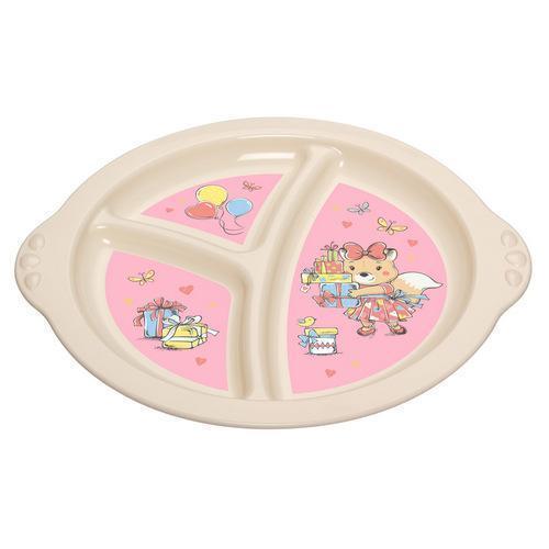 Тарелка детская трехсекционная с декором 12 штук
